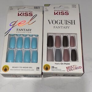 KISS Gel and Voguish Fantasy Nail Sets - Blue and Multicolored